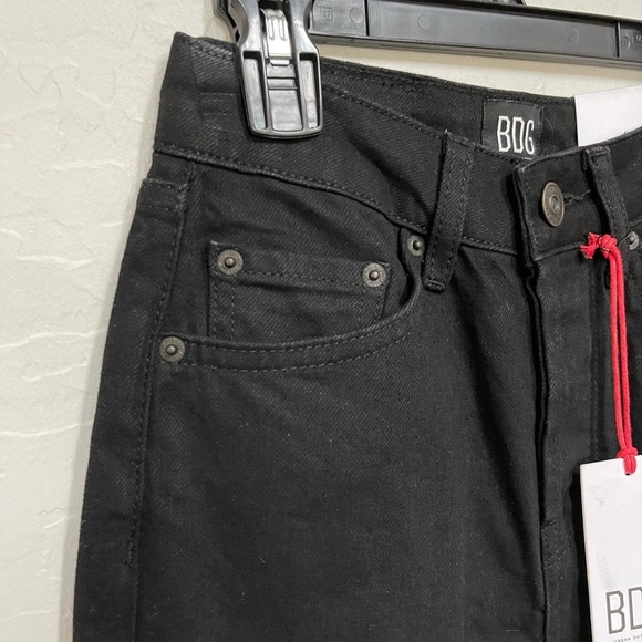BDG Dillon high rise slim straight black denim ankle raw hem jeans size 24 - Picture 4 of 8